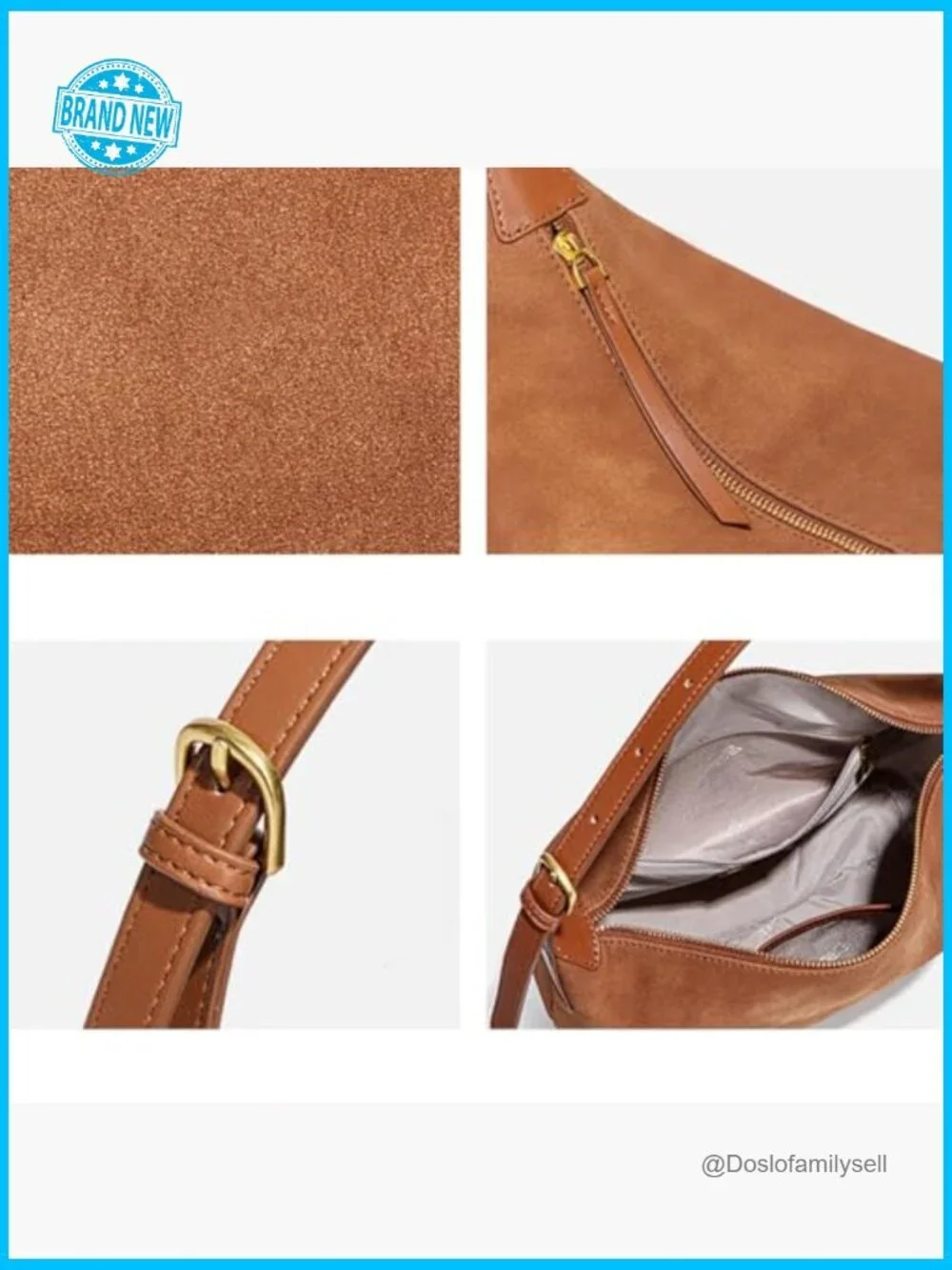 Faux Suede Hobo Bag Medium Shoulder Crossbody Vintage Slouchy Purse Adjustable